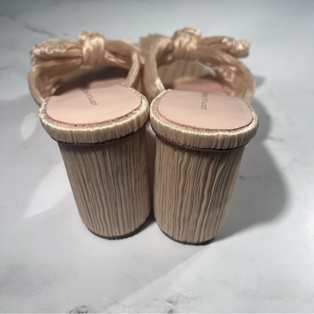 Loeffler Randall Penny Almond Pleated Fabric Knot Mule Heel Sandals - Picture 7 of 8